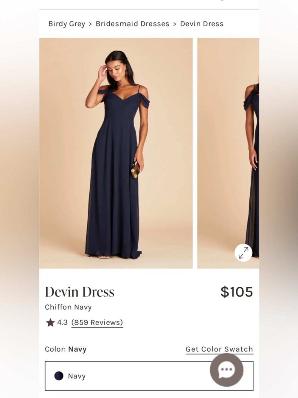 Birdy Grey Navy One-Shoulder Chiffon Maxi Dress